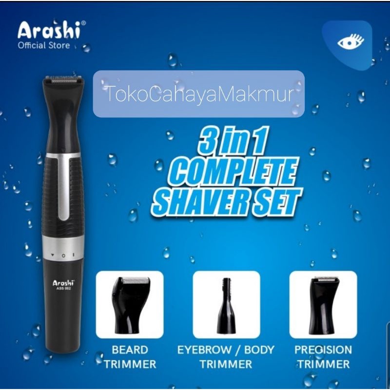 Arashi Shaver Set ASS002 3in1 - Alat Mesin Cukur Kumis &amp; Jenggot Elektrik