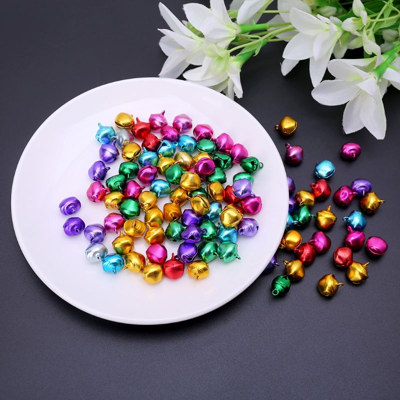 Mary 100pcs Aluminium Mini Jingle Lonceng Manik-Manik Longgar Charms Liontin Untuk Pesta Festival