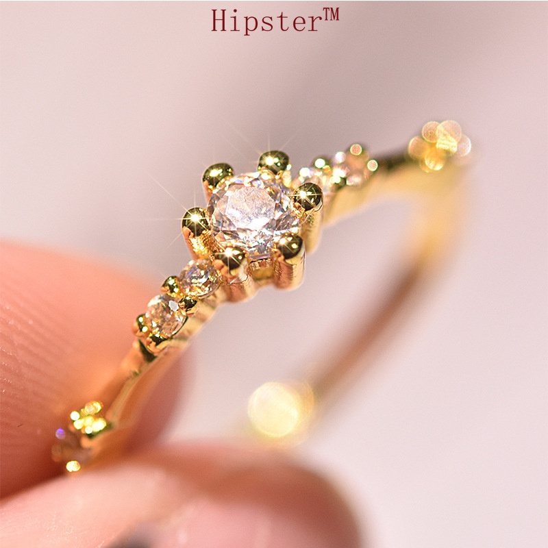 Hot Sale Simple Versatile Personality Inlaid 7 Carbink Rings