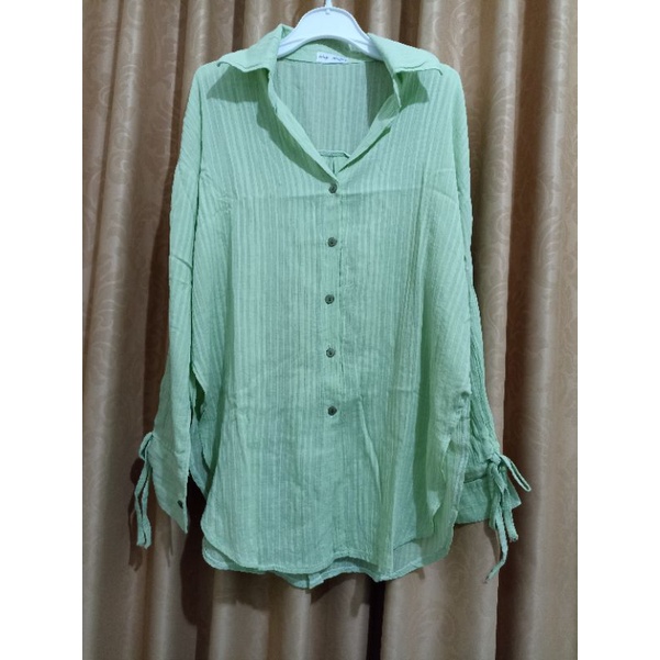 Atasan Kemeja Hijau Mint Green