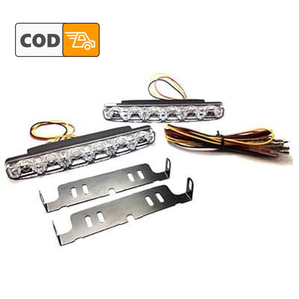 Lampu DRL Mobil LED Waterproof Cahaya Putih 2 Buah Sepasang Super Terang