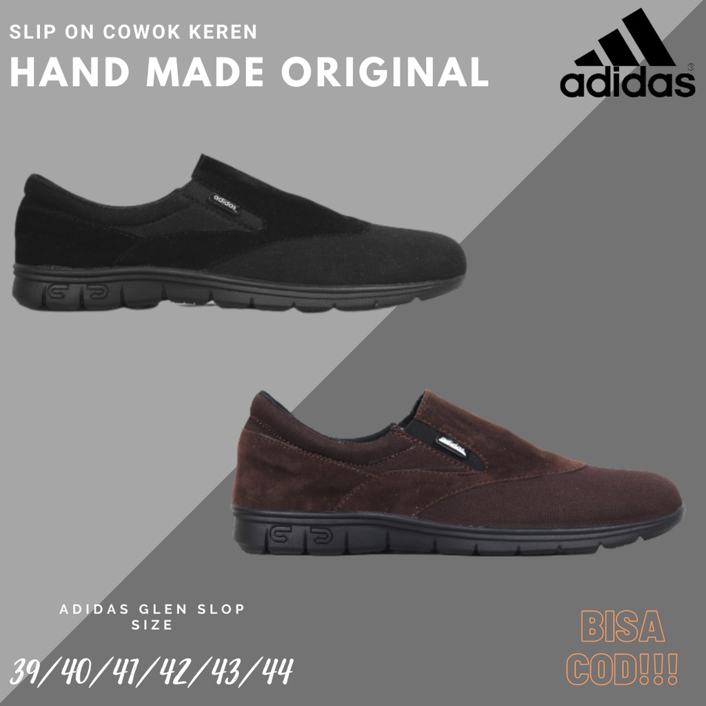 Sepatu Slop Pria Adidas Glen Suede Formal Kasual Kerja Fashion Cowok Keren Terbaru HITAM COKLAT