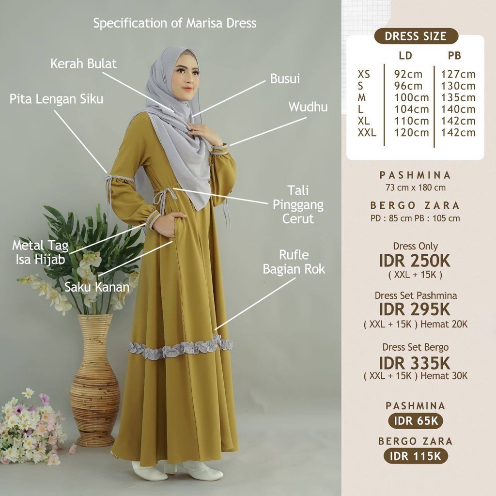 Gamis dewasa MARISA dress  only by Isa Hijab