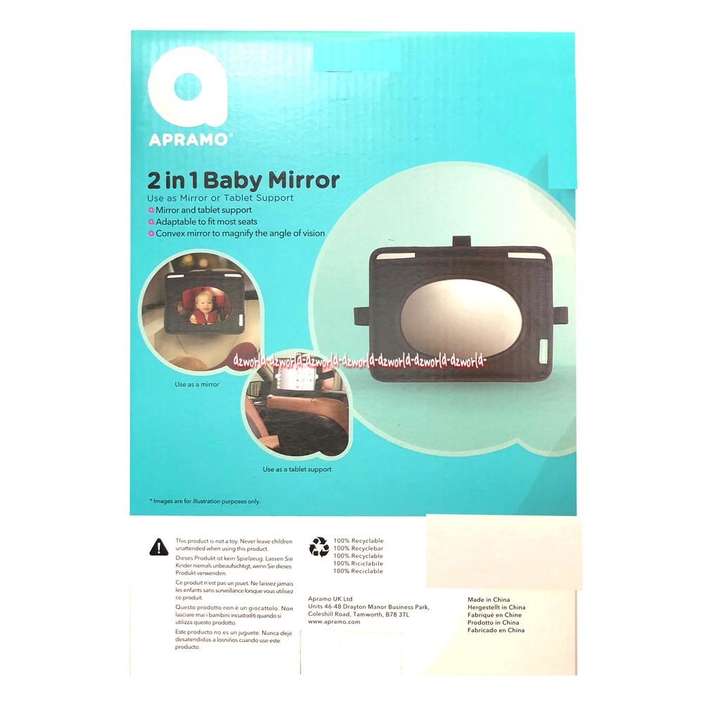 Apramo 2 In 1 Baby Mirror Tablet Support Kaca Bayi Di Mobil Dan Tempat Tatakan Ipad Tablet Babies Miror Car Convex Miror Cermin