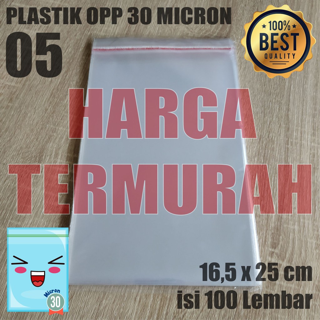 

PLASTIK OPP TEBAL 16,5 x 25 cm 30 Micron (0,5) PLASTIK KEMASAN Isi 100 PCS