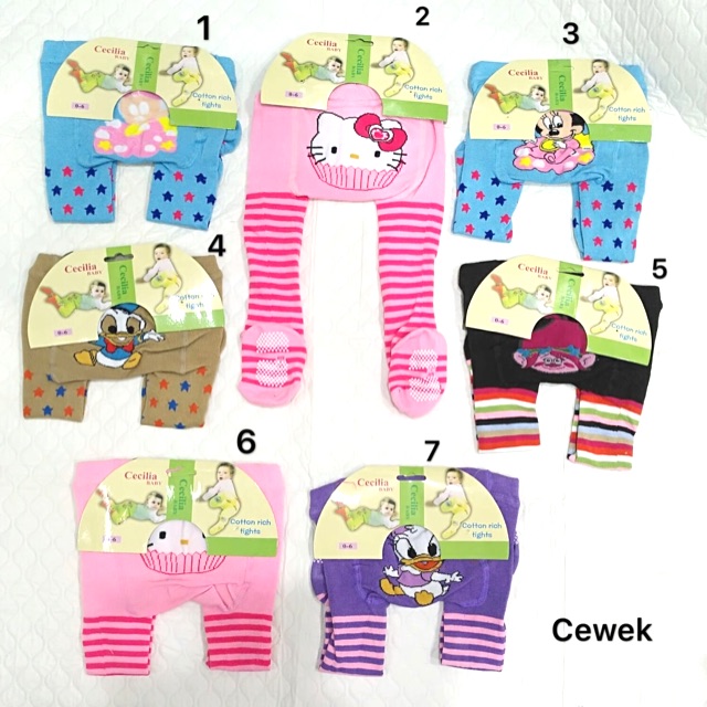 2 PCS ELASTIS Celana Legging 0-6 bln / Celana Legging balita 0-6 bulan Cewek Cowok Antislip