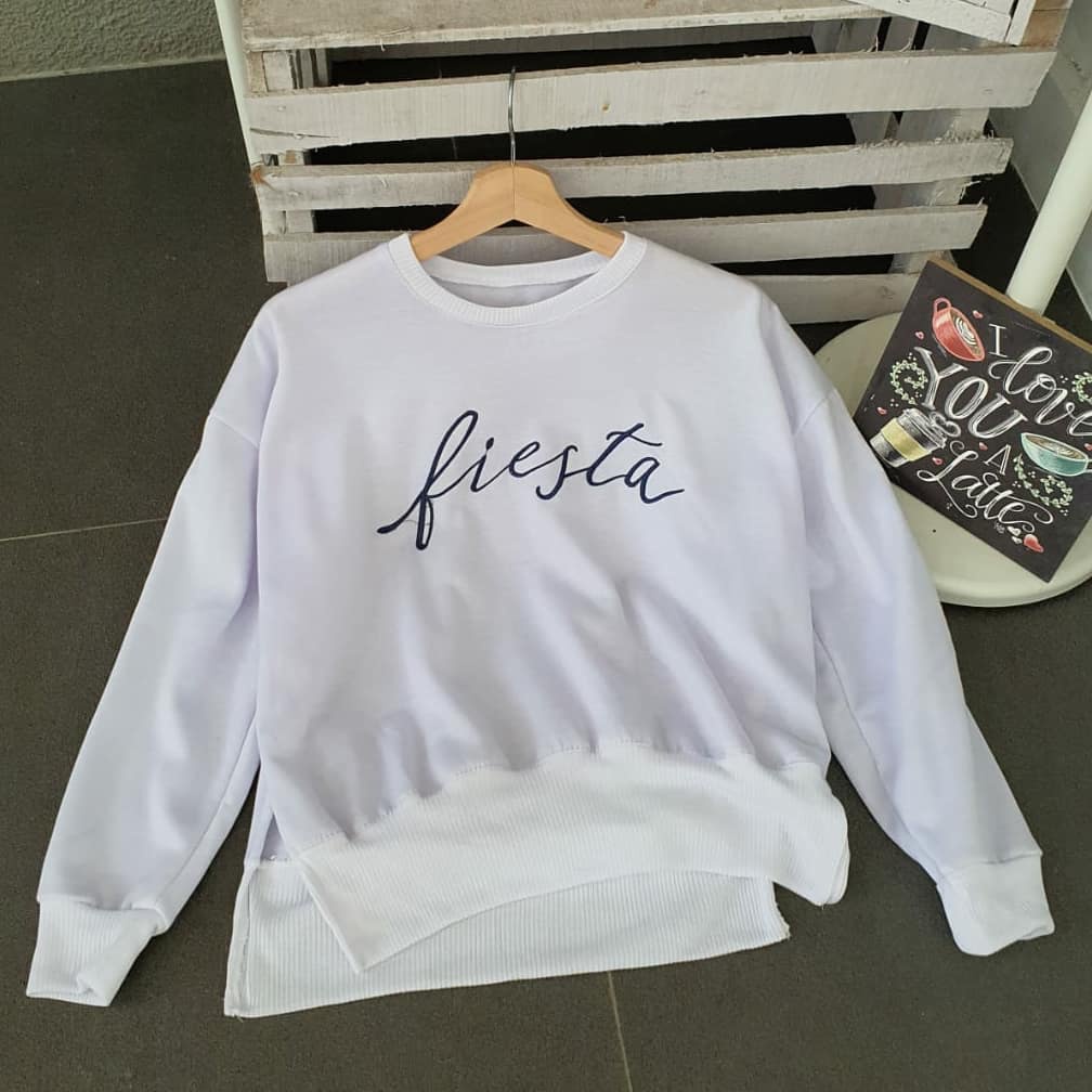 Sweatshirt Bordir Fiesta Sweater Motif Lettering Simple