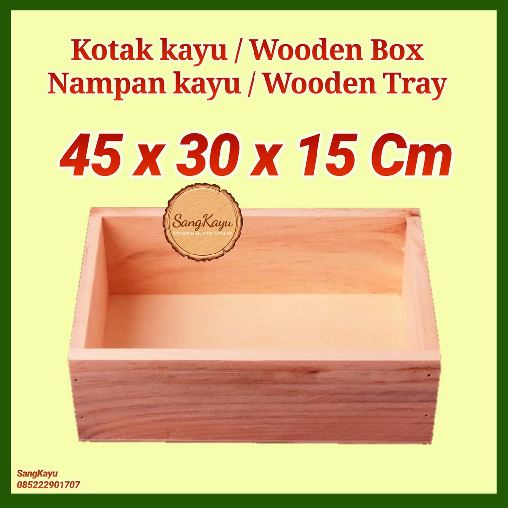 Kotak kayu nampan 45x30x15CM Wooden tray kota seserahan hantaran kayu