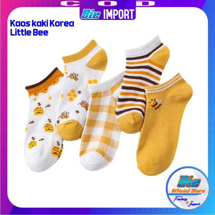 Kaos Kaki Korea Wanita Motif Little Bee Impor Best Seller