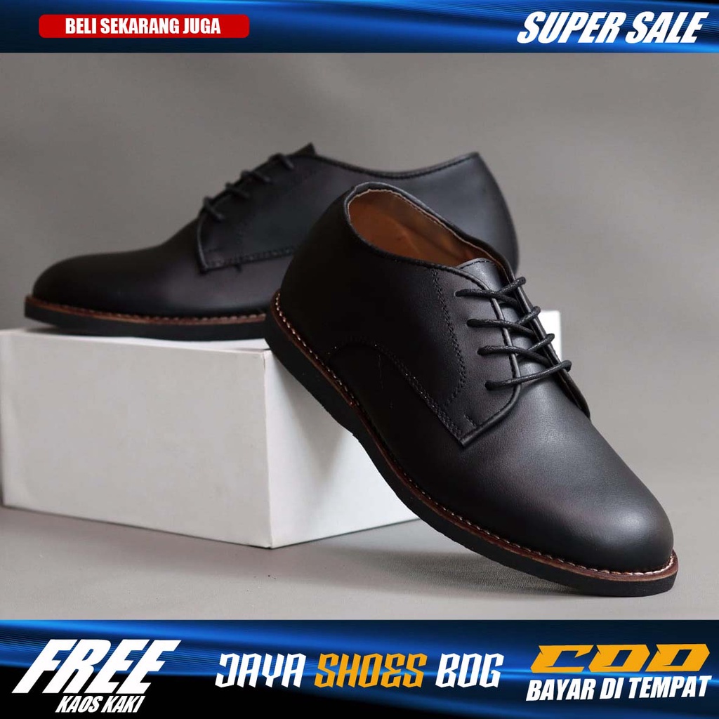 CASPIANT|Sepatu Formal Pantofel Pria Hitam Tali Kerja Kantor Kuliah Fashion Original Kulit Syintetik