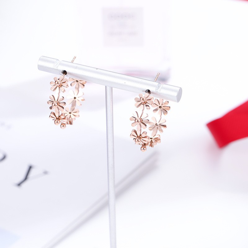 Anting Titanium Asli Cewek Import Korea Anti Karat Murah AA053 motif bunga