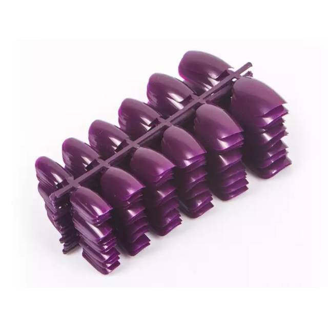 Kuku Palsu Fake Nails 12pcs Short Round Warna Dark Purple