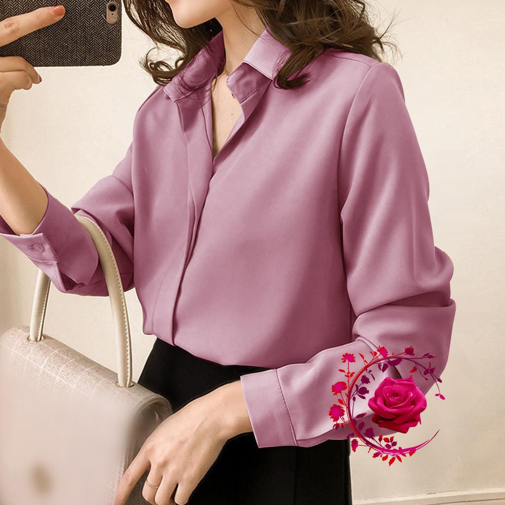 Kemeja Wanita Kimi Import Bahan Moscrepe Import Lembut dan Stretch Termurah Premium By Royaloutfit-Dusty