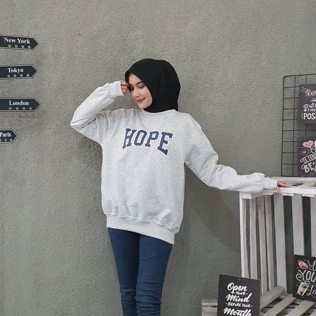 HOPE SWEATER / Sweater Terbaru / Sweater Terlaris / Sweater remaja / Sweater distro / Sweater oversize / Sweater crewneck oversize / Sweater terbaru unisex / Sweater Remaja Kekinian / Sweater Unisex / Sweater Cewe Cowo