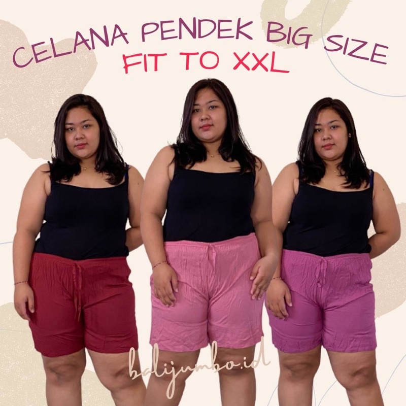 CELANA PENDEK BALI POLOS JUMBO XXL MUAT BB 85-90KG BIG SIZE