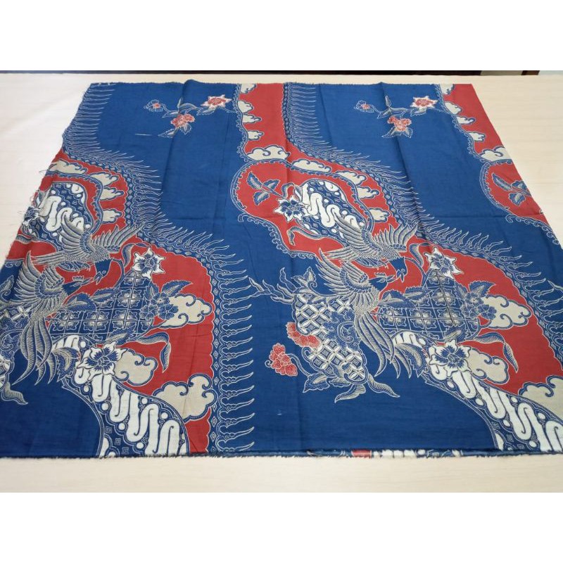 Kain Batik katun Solo motif merak kembar Biru