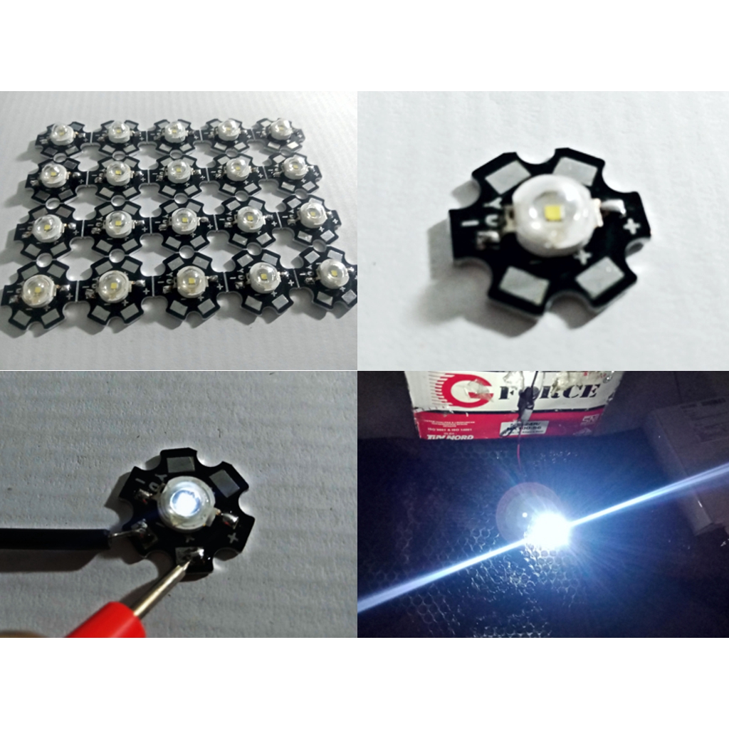 LAMPU HIGH POWER LED HPL 3 WATT PUTIH DENGAN PAPAN PCB HEAT SINK BINTANG