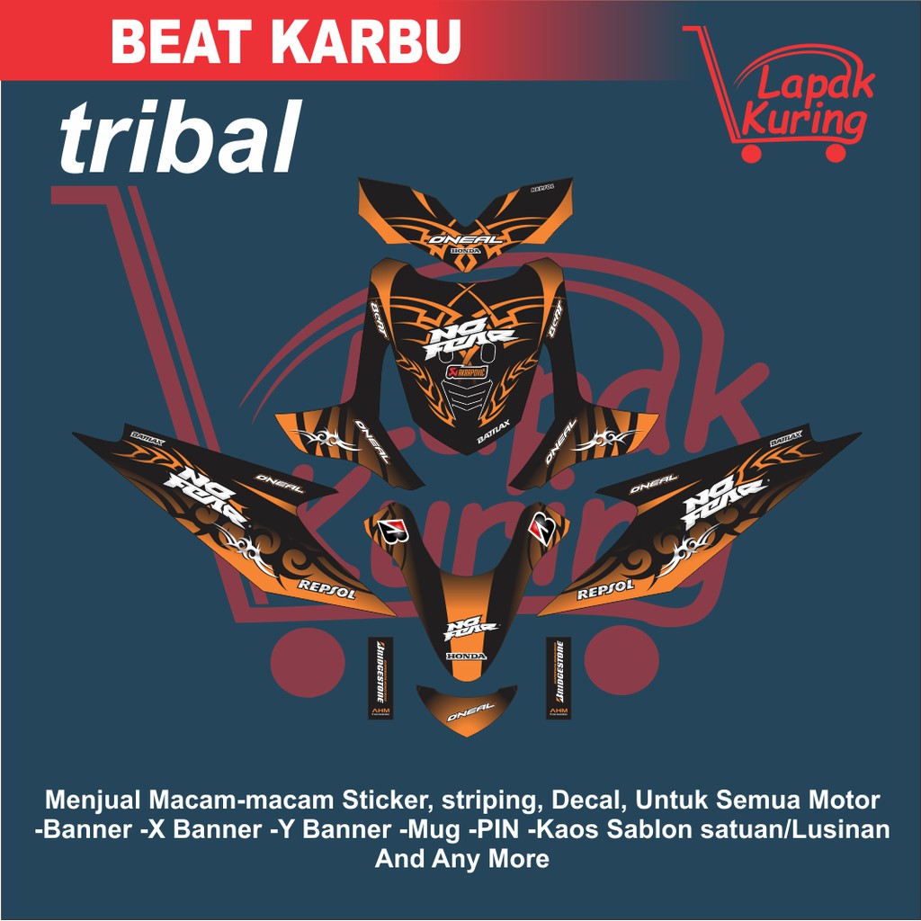DECAL STICKER HONDA BEAT KARBU TRIBAL ORANGE