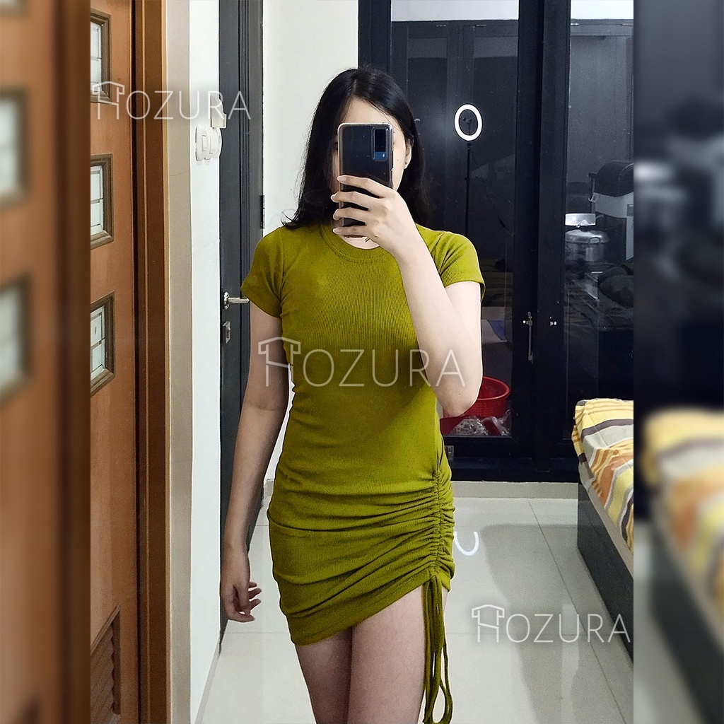 HOZURA - Dress Kain Rajut Premium Bisa Serut Samping - One Set Sexy - Dress Wanita Kekinian 2021 - Dress Wanita Korean Style Terbaru 2021 Kekinian Sexy Remaja - MDLV ~ 0240 Pdk Knit Cami Bodycon Dress Import Dress Rajut Bodycon BJ0N - Elma dress rajut pol