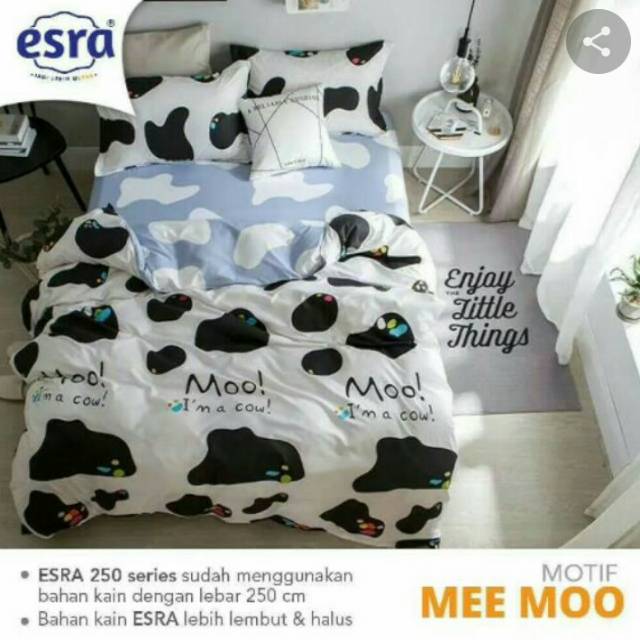 BEDCOVER MOTIF MEE MOO SAPI COW HITAM PUTIH ANAK MURAH