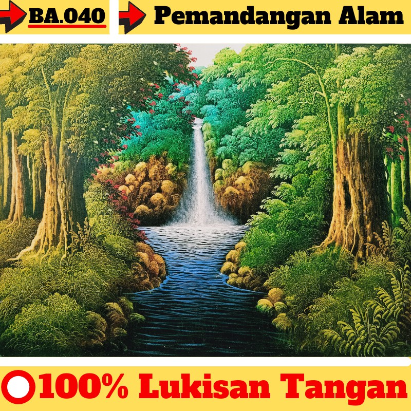 Lukisan Pemandangan Air Terjun Pajangan Dinding Dekorasi Ruang Tamu Pajangan Lukisan