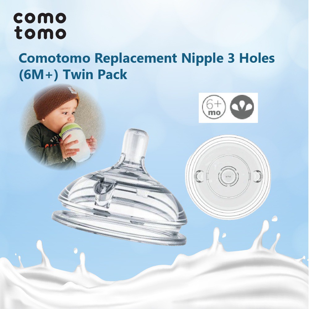 COMOTOMO - COMOTOMO REPLACEMENT NIPPLE 0-3 MONTH-3+MONTH-6+ MONTH-6+MONTH Y CUT TWIN PACK - BOTOL SUSU BAYI - BREAT MILK BABY BOTTLE