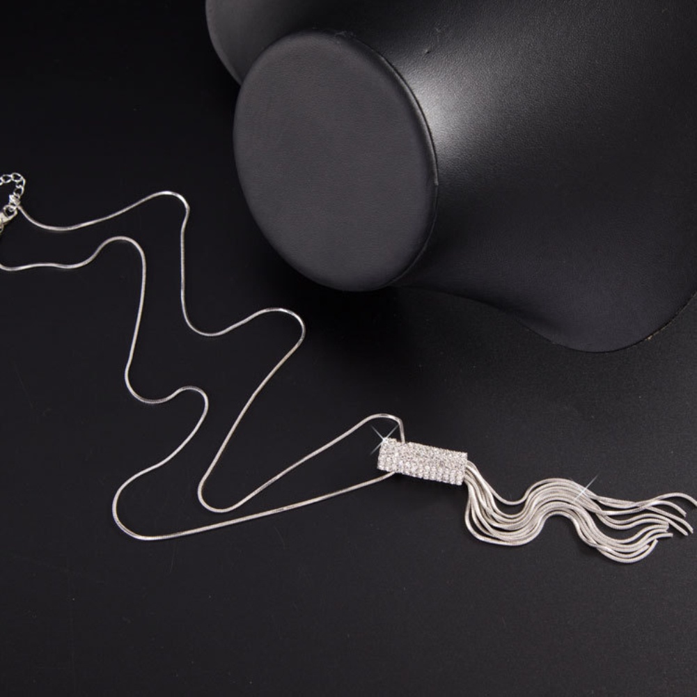 Hu Hu Hu Hu Hu Alat Bantu Pasang Kacamata♡ Kalung Rantai Panjang Dengan Liontin Bentuk Silinder Bahan Cubic Zircon Untuk Wanita