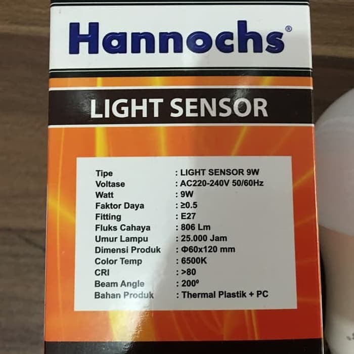 Lampu Sensor Cahaya Hanoch Otomatis Nyala Saat Malam Gelap 9W 9 Watt