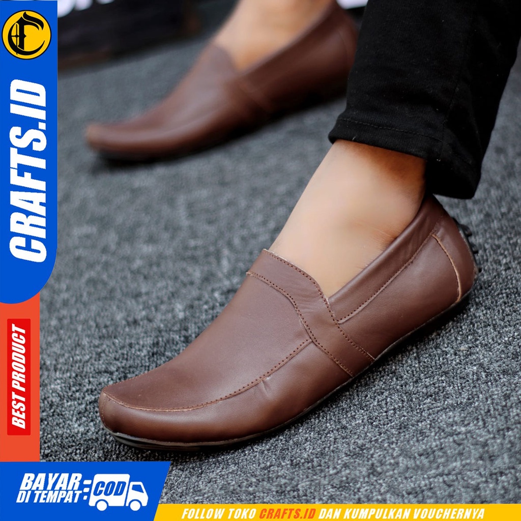 Crafts Videl - Sepatu Casual Slip On Kerja Kulit Asli Pria