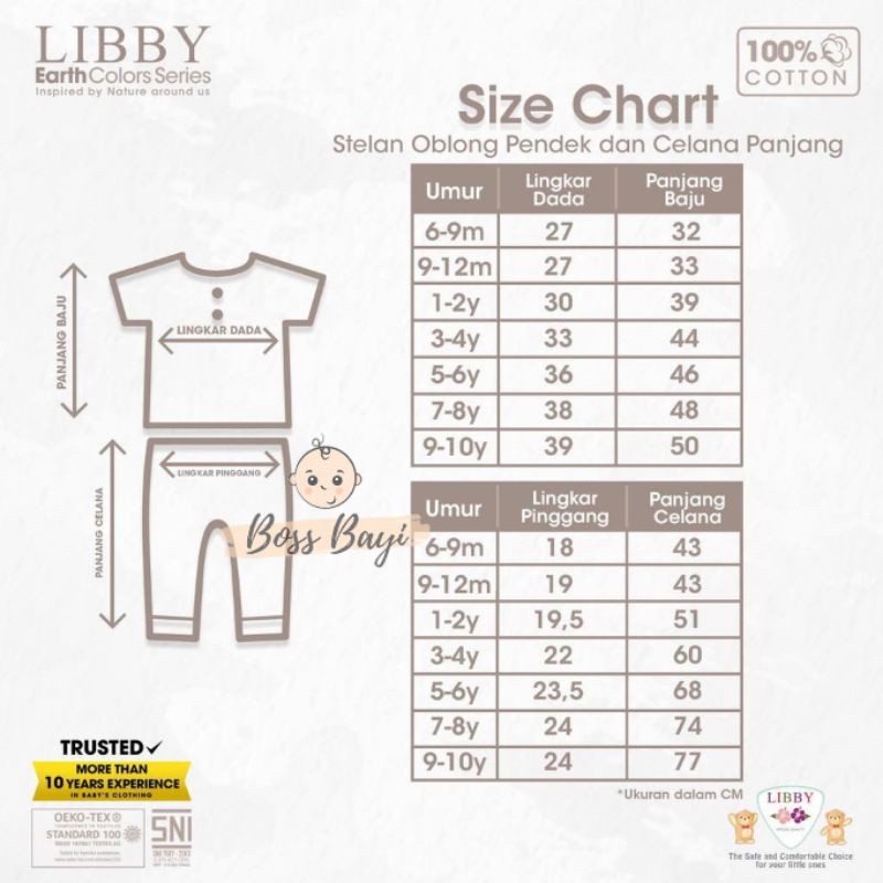 LIBBY EARTH COLORS Fave Series CPR Setelan Baju Lengan Pendek Celana Panjang Anak