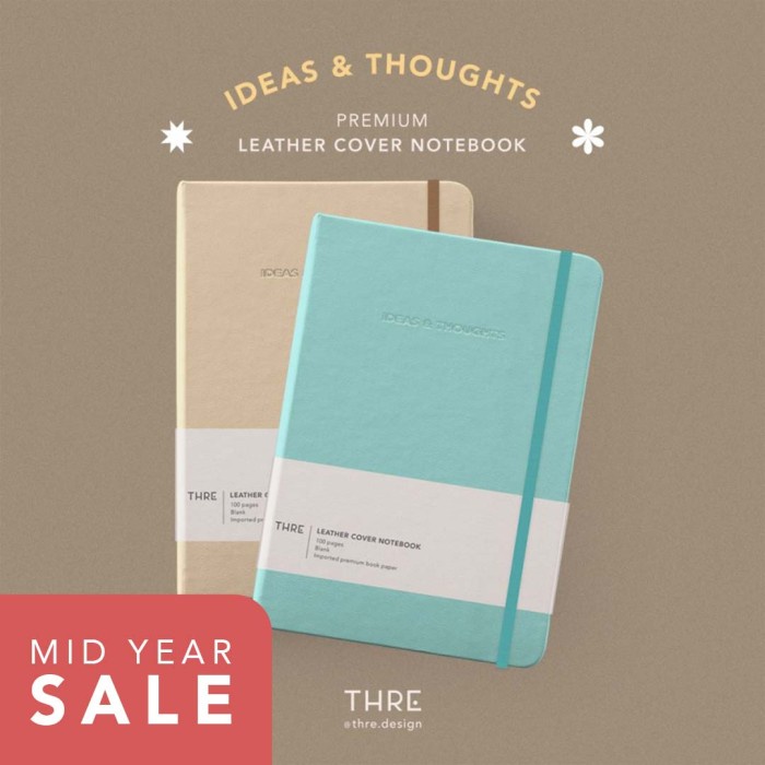 

(BISA COD) Premium Leather Cover Notebook / Buku Tulis Catatan Note Thre Design - Ocean, Lined