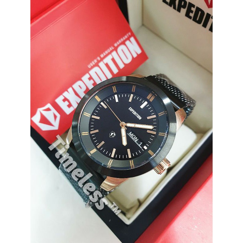 jam tangan pria expedition E 6773 M Black Rosegold