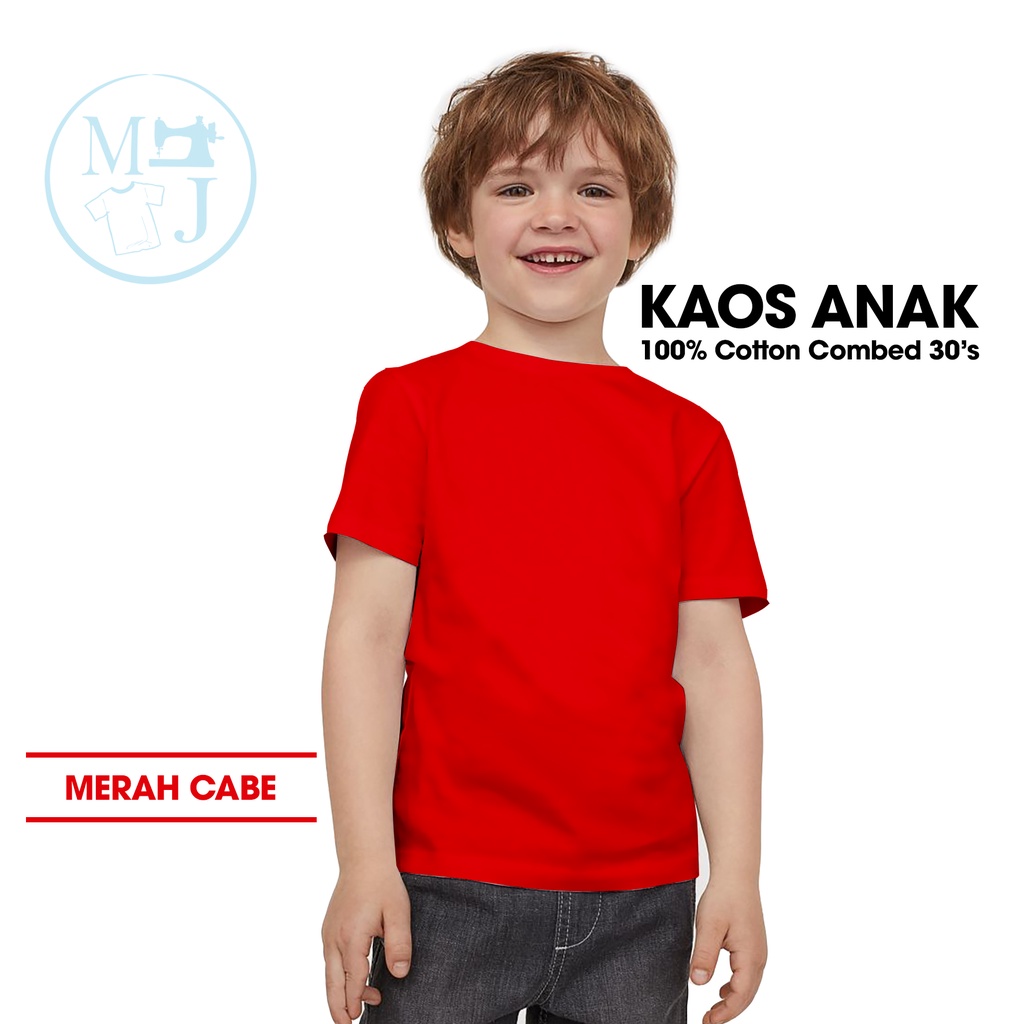 Kaos Polos Merah Cabe / Fashion Anak / Kaos Polos Anak Combed 30s