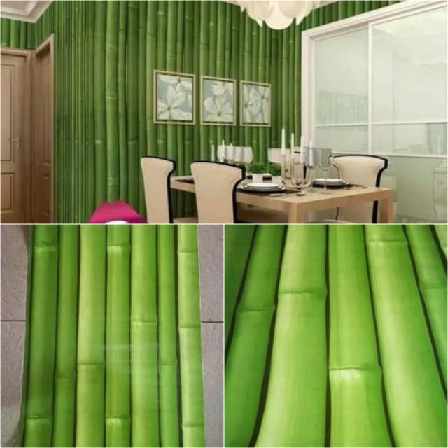 Wallpaper Dinding  Motif Batang Bambu Hijau