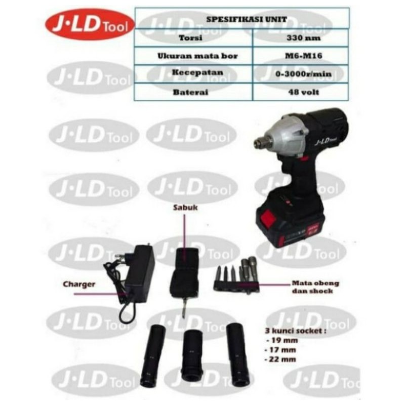 CORDLESS IMPACT WRENCH JLD 48S 48V BRUSHLESS Bor Buka Baut JLD Tool /Pembuka Baut JLD Tools