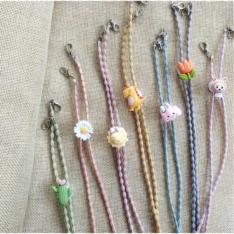 Strap masker clay anak hijab / Strap masker anak 2in1 / Strap masker murah