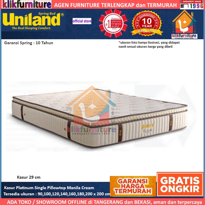 Kasur / Matras Platinum Single Pillowtop Uniland Springbed - Coklat