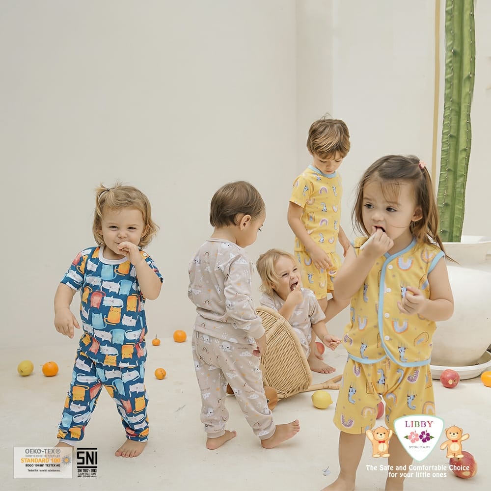 CPR Setelan Libby Hello Sunshine HAZY ZOO / Pakaian Anak Unisex Terbaru Rainbow Fantasia Motif Lucu Lengan Pendek | Bwr