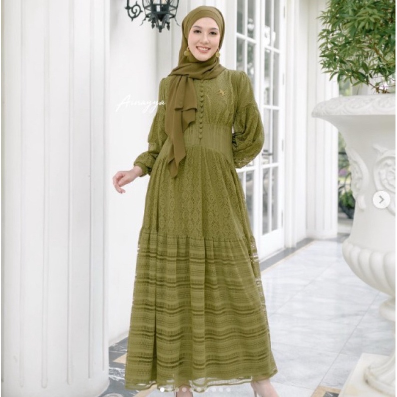 PRELOVED Olesia Dress Olive by @ainayya.id / OLESIA DRESS AINAYYA