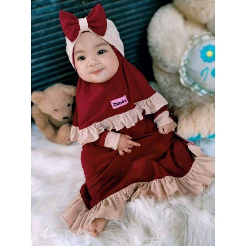 Gamis anak bayi marwah kids / gamis set khimar anak lucu / gamis cantik free tuban / gamis