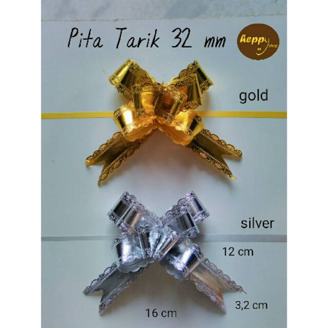 

(Per 10 pcs) Pita Tarik Gold Silver 32 mm, Pita Serut