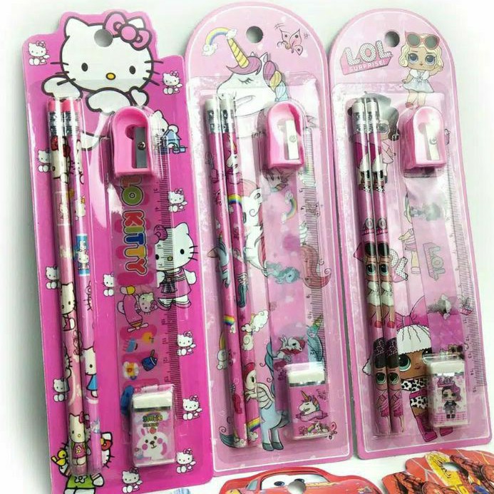 

1 Set Alat Tulis Pen Pena Pensil Penggaris Anak-anak Kid Kids