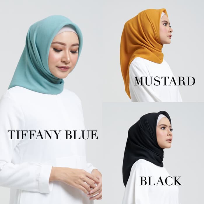 DISKON - HIJAB/JILBAB SUPERFINE QUALITY CORNSKIN SEGIEMPAT/SQUARE - BLACK SEGI EMPAT