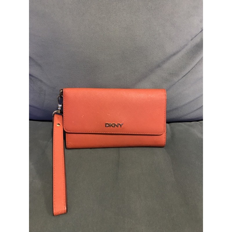 Preloved DKNY Orange Long Wallet authentic original pouch oren dompet panjang lipat
