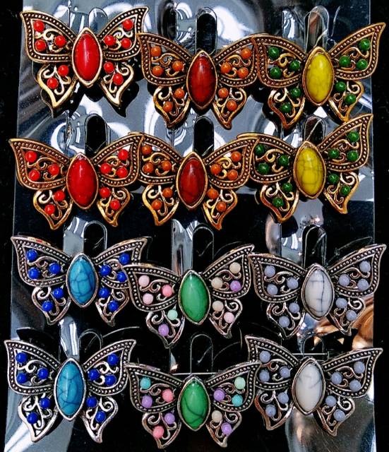 ISI 12 PCS BROOCH MINI ETNIK PERAK BAKAR