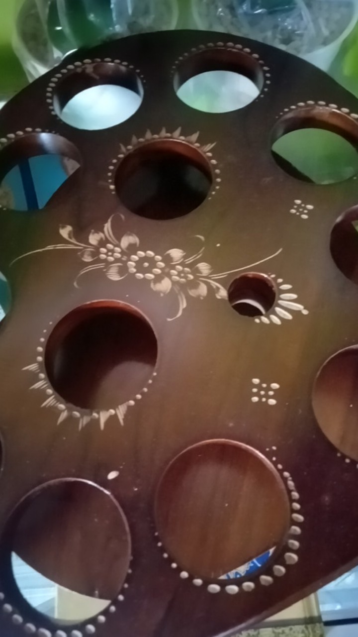 Tempat Aqua Gelas Model Love Dari Kayu Jati