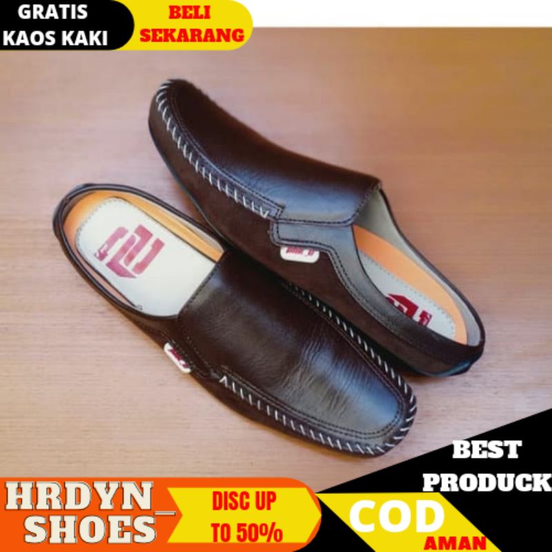 Sepatu Slop Pria Formal Kulit asli sepatu sandal Bustong FLAT-806