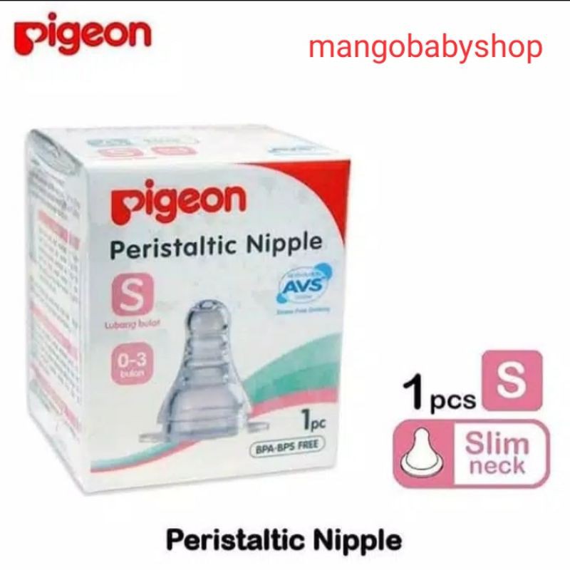 Pigeon peristaltic nipple slim isi 1 2 pc S M L Y