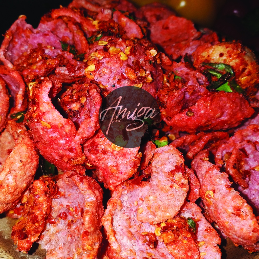 

(PROMO AMIGA FOOD) Basreng 100gr Pedas Kemasan Box / Bakso Goreng / Baso