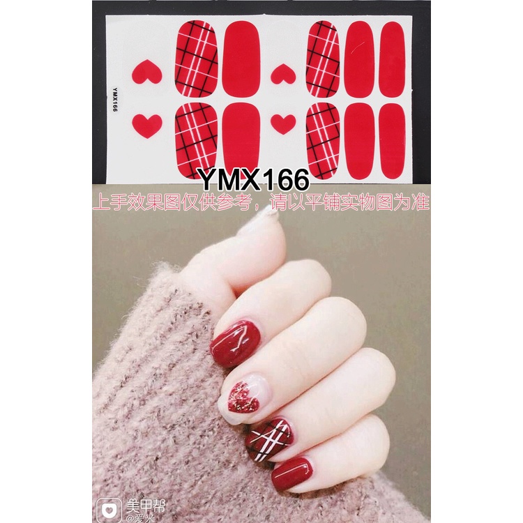 Ymx 14pcs / set Stiker Kuku Motif Kartun Grafiti / Leopard Aksen Glitter Anti Air Untuk Nail Art / Manicure YMX4